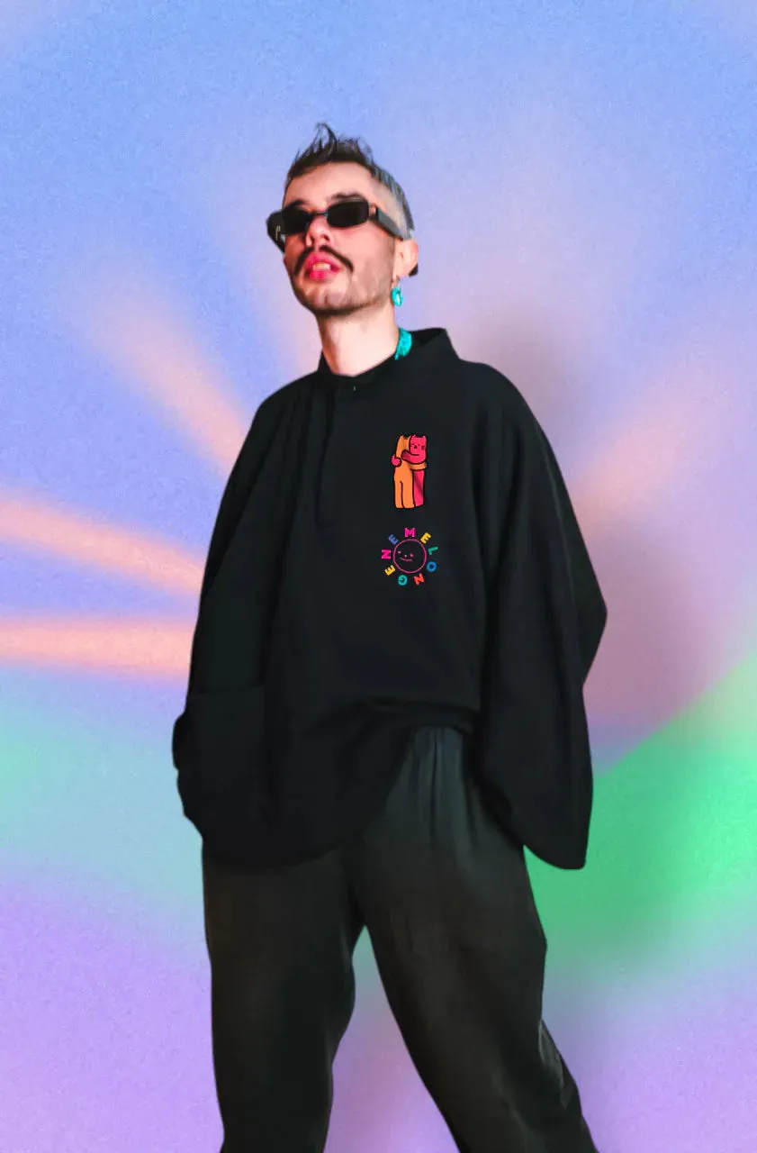 "Do You Love Me" Black Oversize Midi Sweatshirt