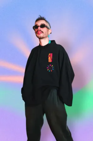 "Do You Love Me" Black Oversize Midi Sweatshirt