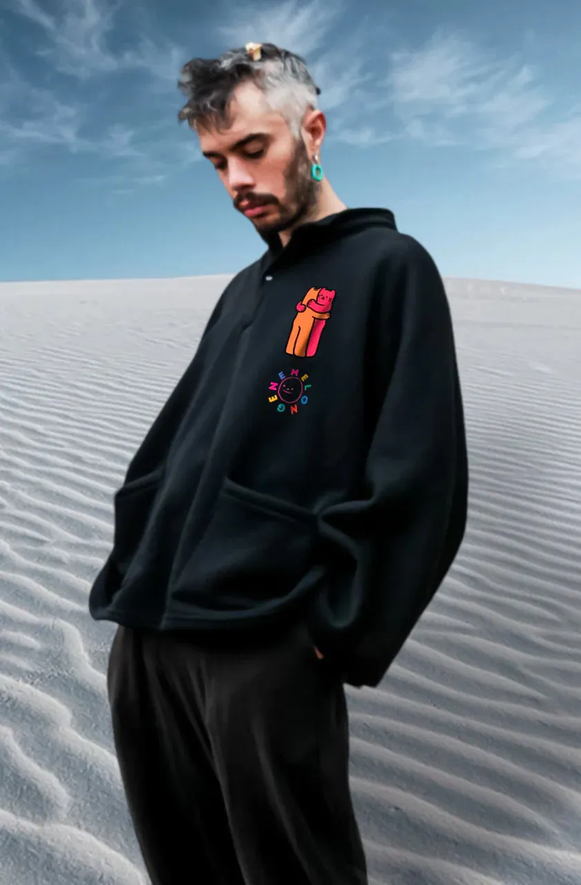 "Do You Love Me" Black Oversize Midi Sweatshirt