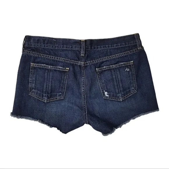 Rag &amp; Bone Jean Shorts Cut Off Short in Doris Distressed Cotton Dark Wash sz 27