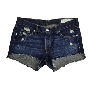 Rag &amp; Bone Jean Shorts Cut Off Short in Doris Distressed Cotton Dark Wash sz 27