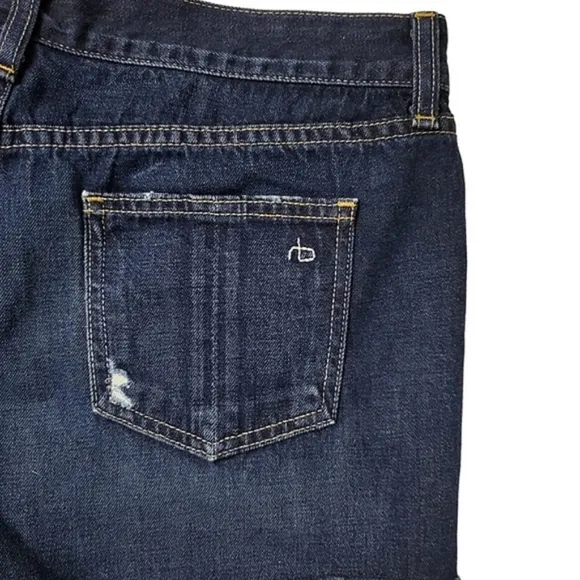 Rag &amp; Bone Jean Shorts Cut Off Short in Doris Distressed Cotton Dark Wash sz 27