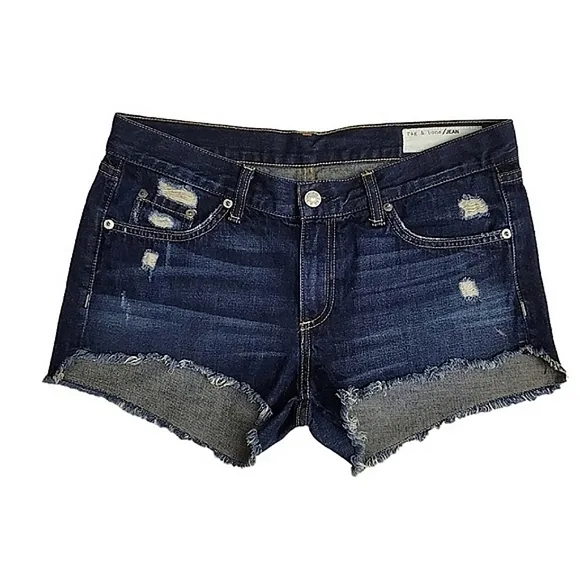 Rag &amp; Bone Jean Shorts Cut Off Short in Doris Distressed Cotton Dark Wash sz 27