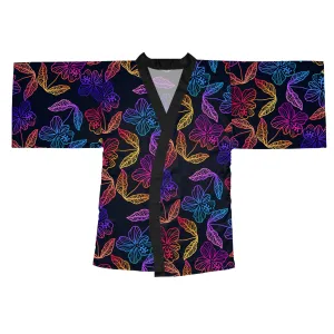 Rainbow Hibiscus Long Sleeve Kimono Robe