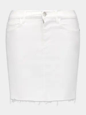 Raw-Hem Denim Mini Skirt