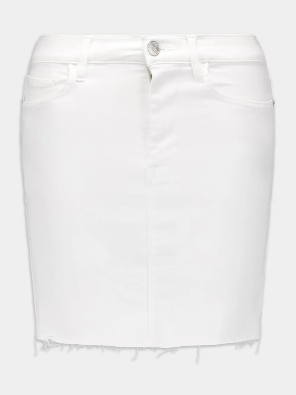 Raw-Hem Denim Mini Skirt