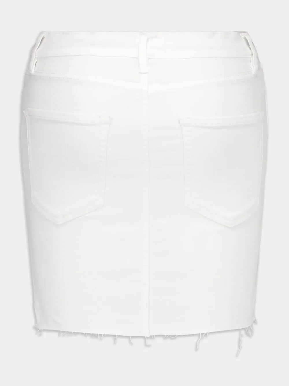 Raw-Hem Denim Mini Skirt