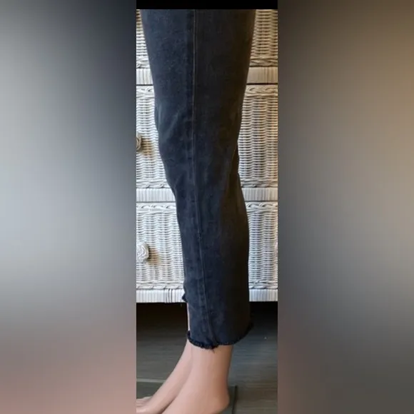 Redone Cotton blend stretchy skinny jeans faded Dusty Charcoal Black size 25
