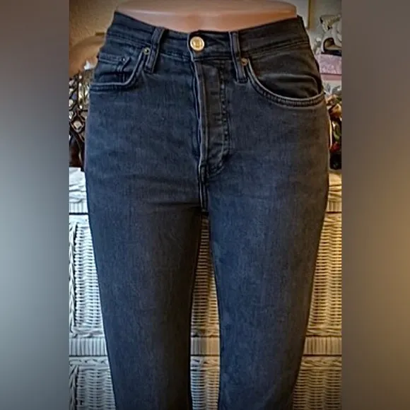 Redone Cotton blend stretchy skinny jeans faded Dusty Charcoal Black size 25