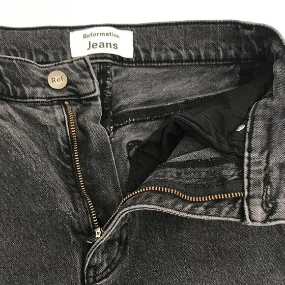 Reformation Jeans Erie Wash High Rise Straight Jeans Size 25 Back Seam Ankle Zip