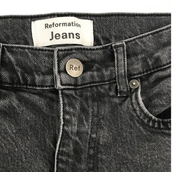 Reformation Jeans Erie Wash High Rise Straight Jeans Size 25 Back Seam Ankle Zip