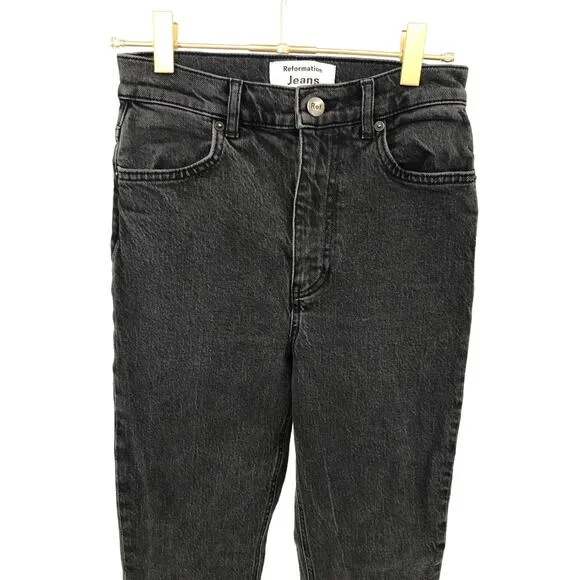 Reformation Jeans Erie Wash High Rise Straight Jeans Size 25 Back Seam Ankle Zip