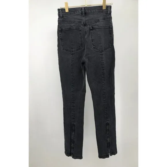 Reformation Jeans Erie Wash High Rise Straight Jeans Size 25 Back Seam Ankle Zip
