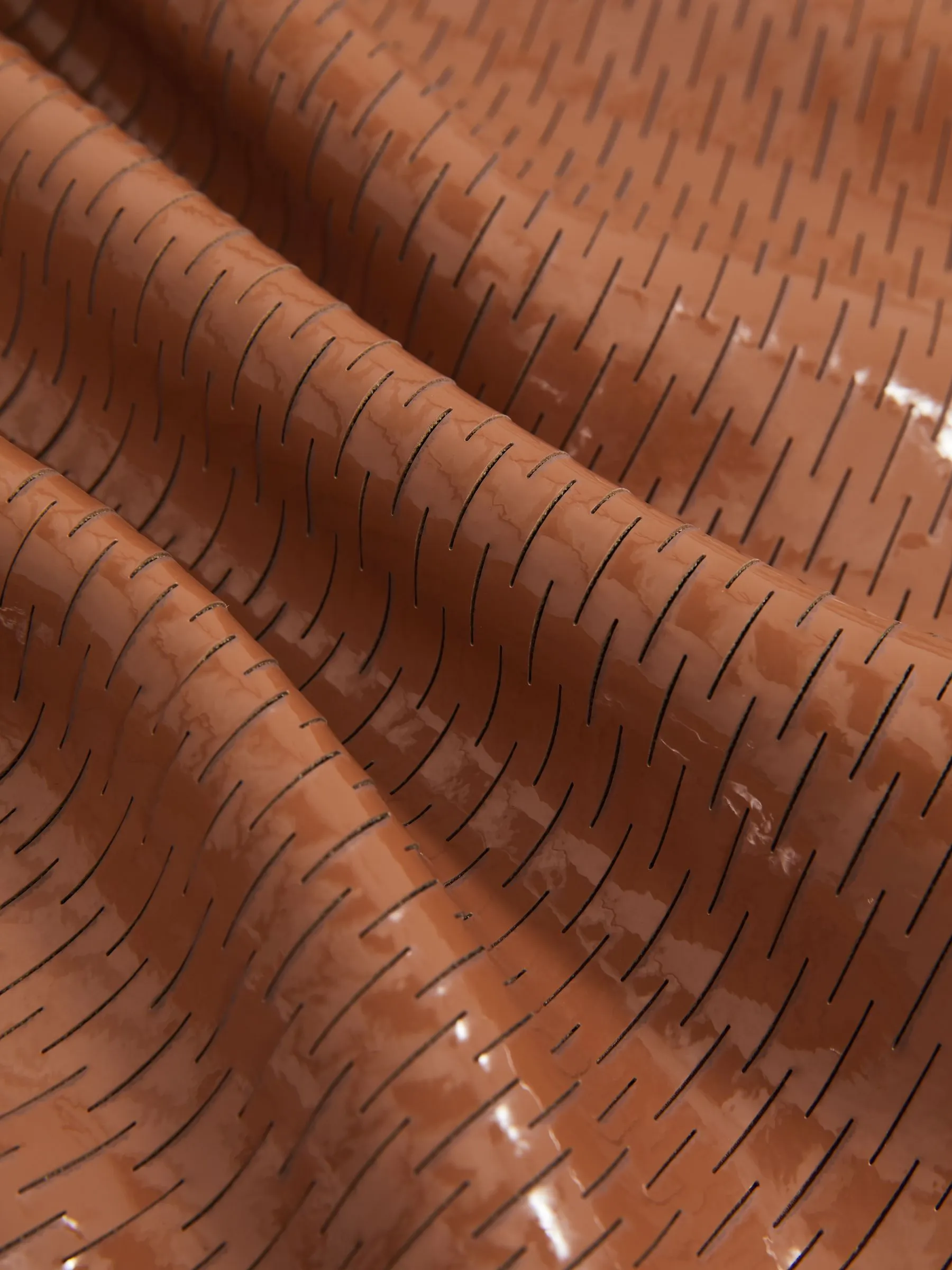 Reiss Atelier Laser-Cut Pencil Skirt in Tan