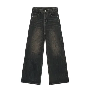 Retro Heavy Industry Slub Pattern Washed Jeans
