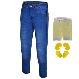 RIDERACT® Men's Motorcycle Jeans Reinforced with Aramid Fiber Riding Jeans Blue