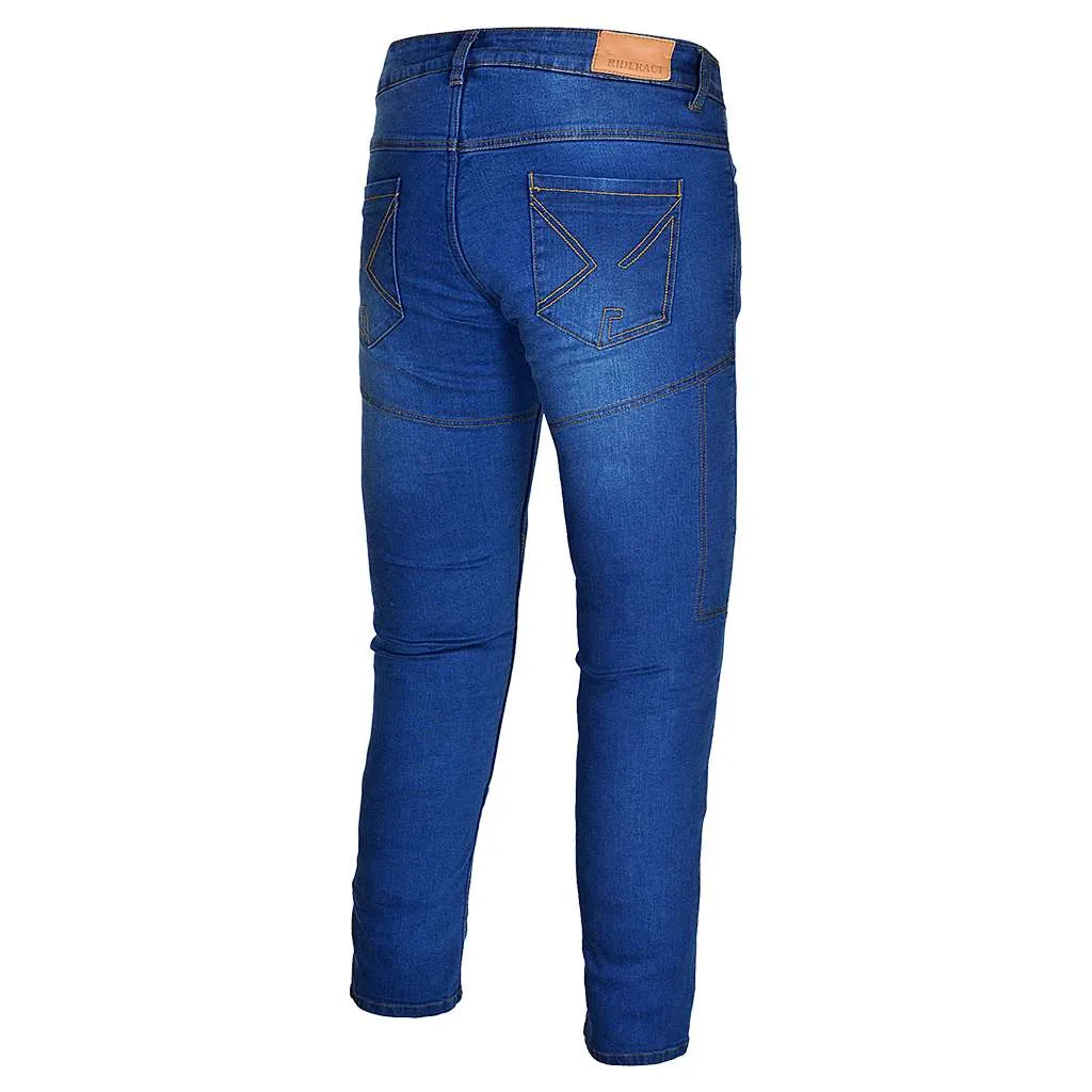 RIDERACT® Men's Motorcycle Jeans Reinforced with Aramid Fiber Riding Jeans Blue