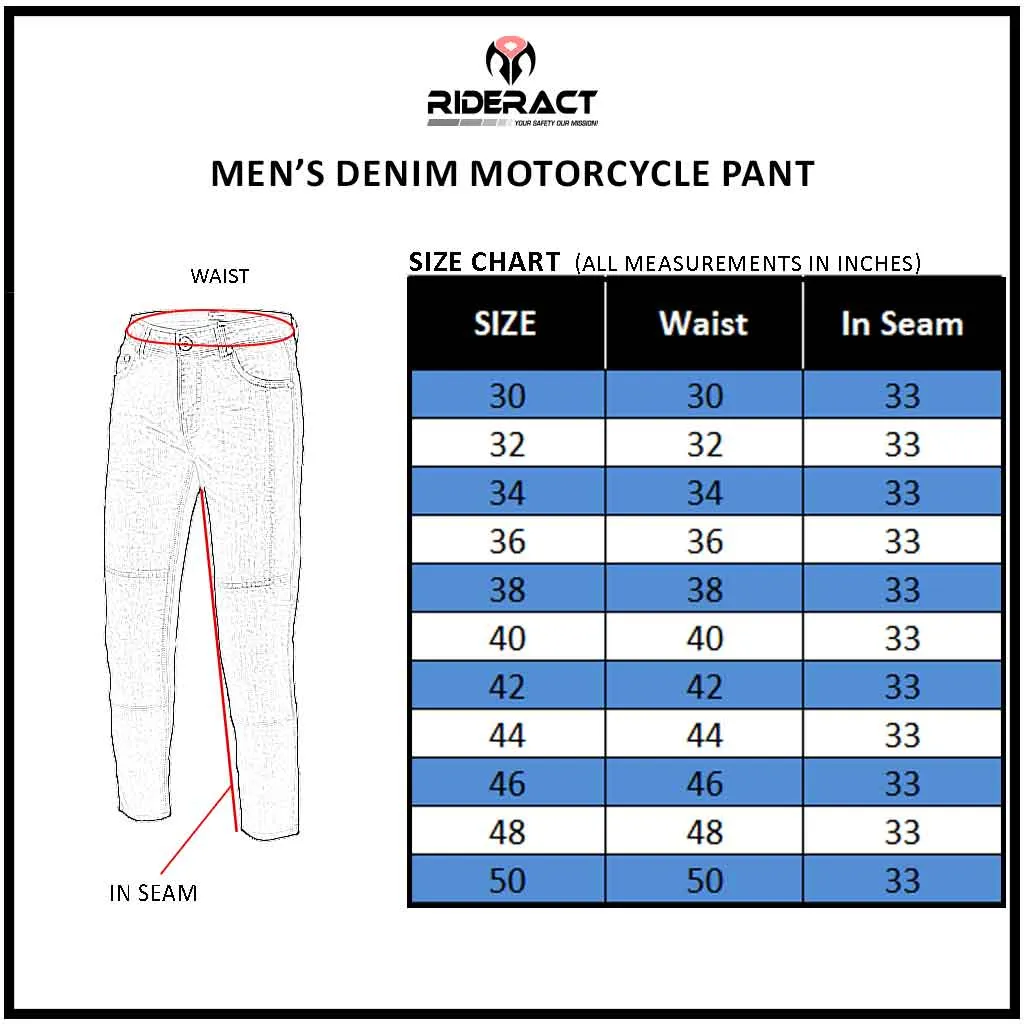 RIDERACT® Men's Motorcycle Jeans Reinforced with Aramid Fiber Riding Jeans Blue