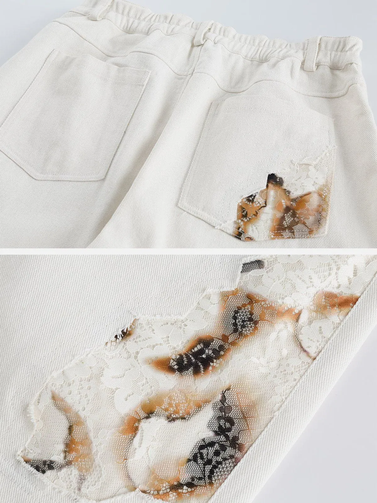 Rimiro - Flame Lace Patchwork Jeans