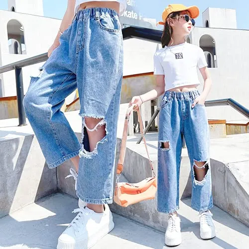 Ripped Denim Pants for Girls
