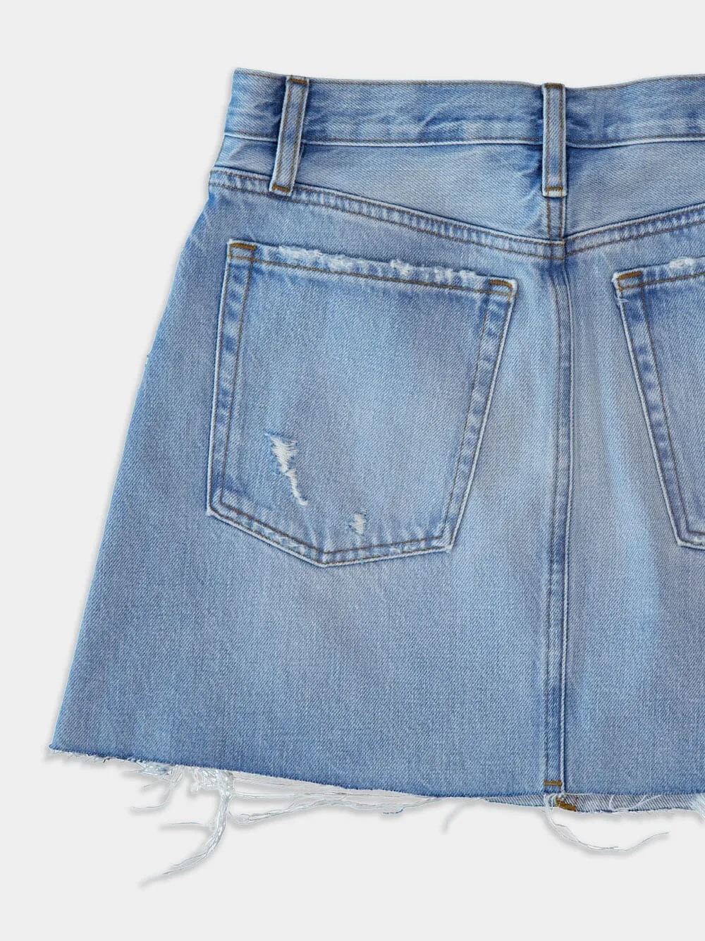 Ripped High-Waisted Denim Skirt