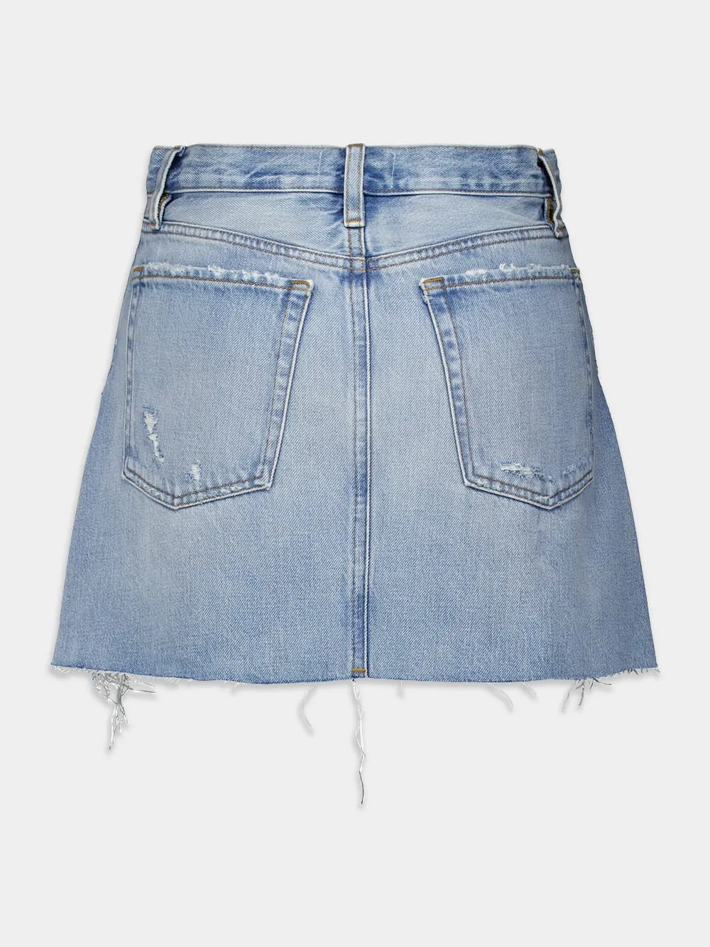 Ripped High-Waisted Denim Skirt