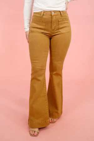 Risen Mocha Front Pocket Flares, REG   CURVY