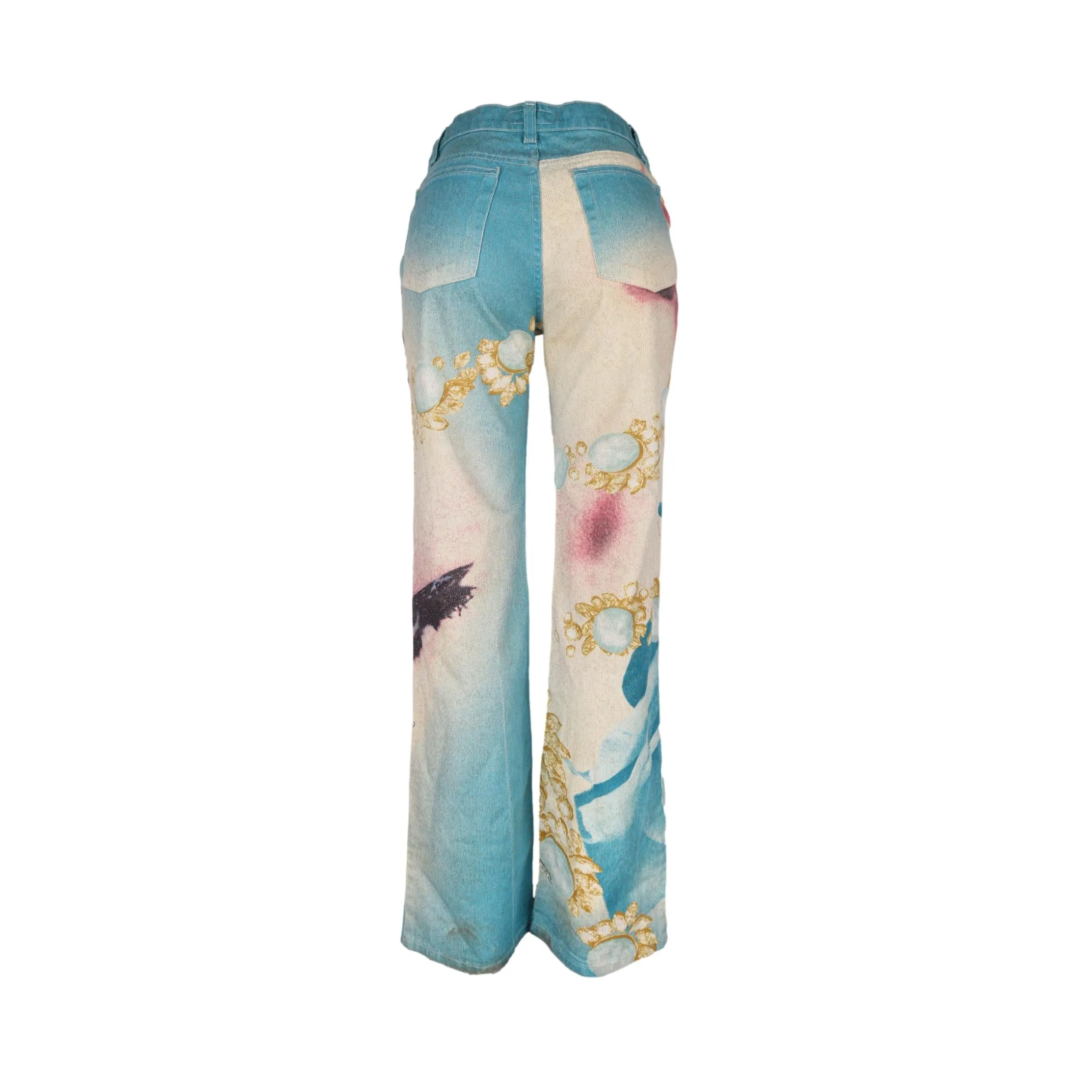 Roberto Cavalli Blue Eye Print Jeans