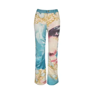 Roberto Cavalli Blue Eye Print Jeans