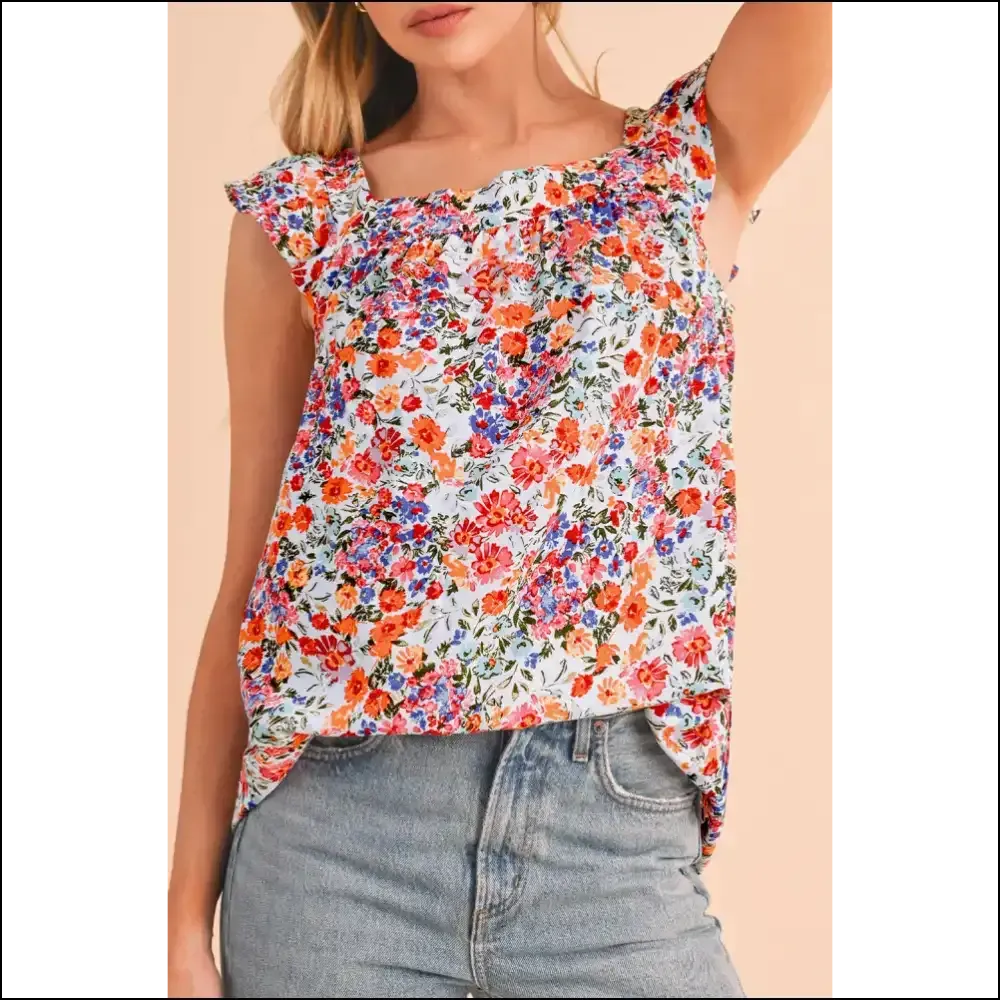 Rose Red Boho Floral: Needful Things' Sleeveless Shirt  🔥 Adventure Awaits!