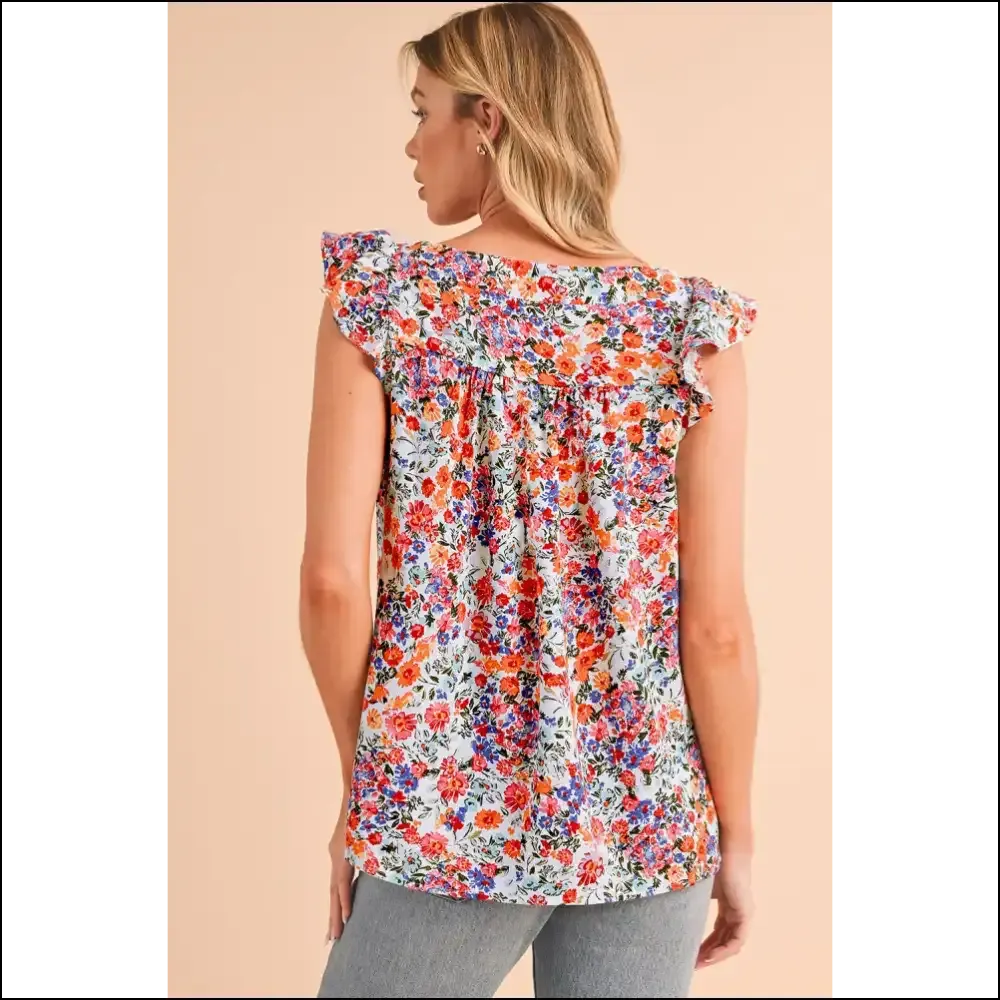 Rose Red Boho Floral: Needful Things' Sleeveless Shirt  🔥 Adventure Awaits!