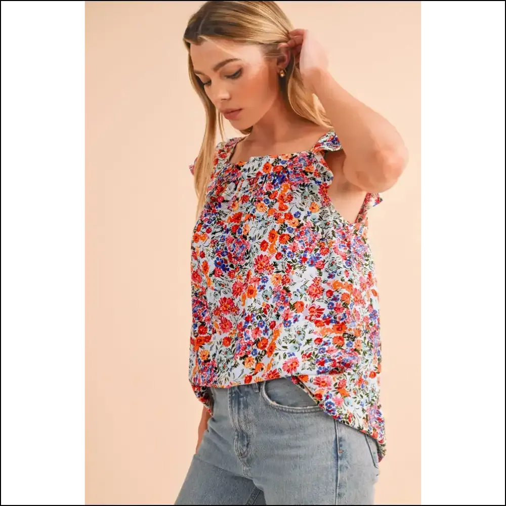 Rose Red Boho Floral: Needful Things' Sleeveless Shirt  🔥 Adventure Awaits!
