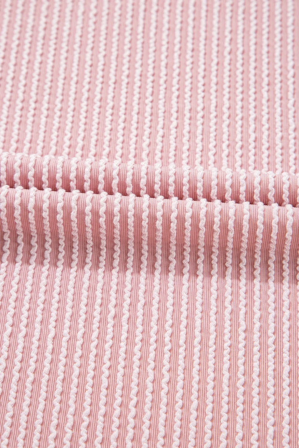 Rose Red Corded Colorblock Crewneck Tee