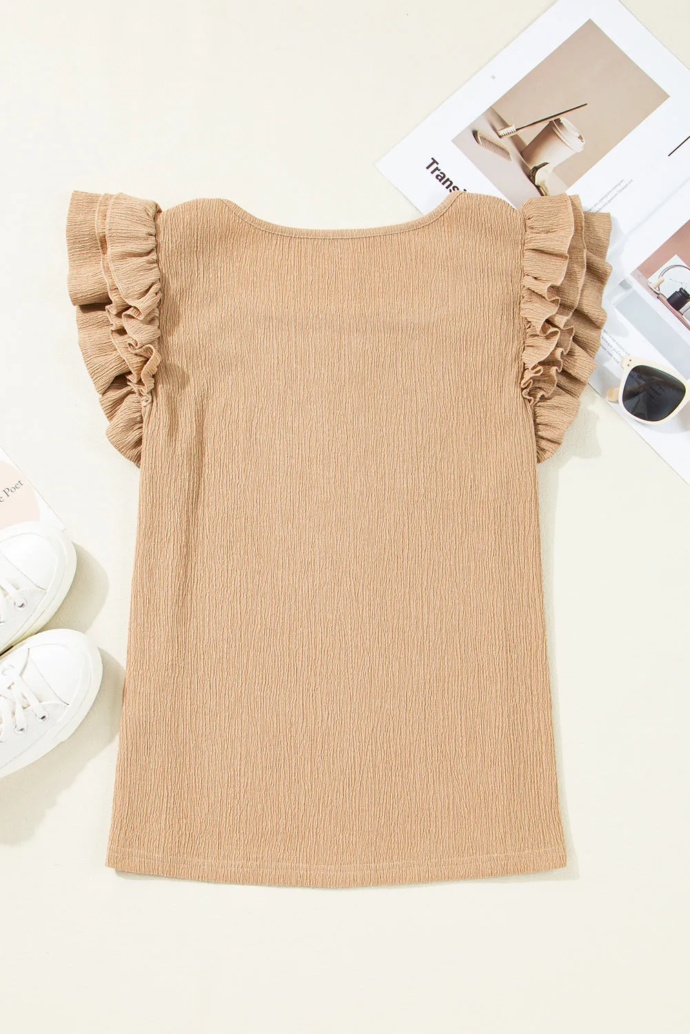 Ruffles And Grace Square Neck Textured Top