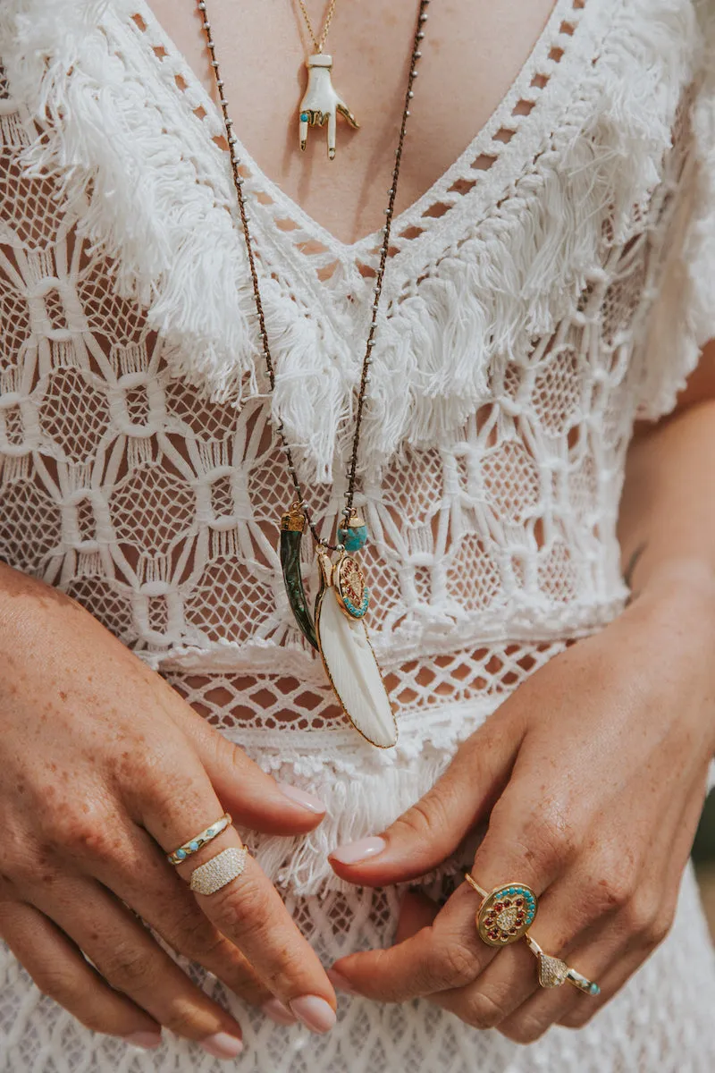 SACRED FEATHER charms handcrochet necklace