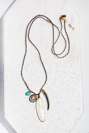 SACRED FEATHER charms handcrochet necklace