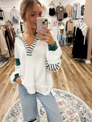 Sadie Ivory and Green Pullover