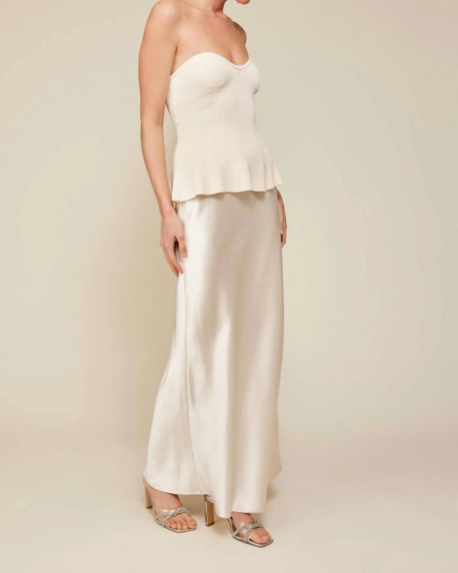 Saffy Peplum Knit Top In Ivory