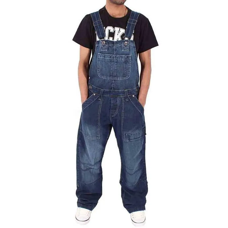 Salopette cargo multi-poches en denim ample