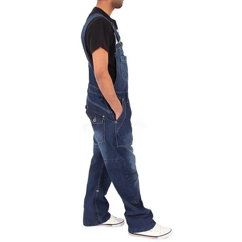 Salopette cargo multi-poches en denim ample