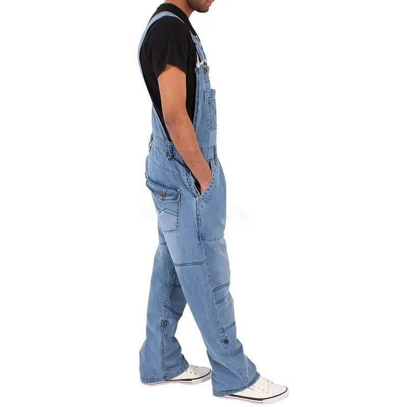 Salopette cargo multi-poches en denim ample