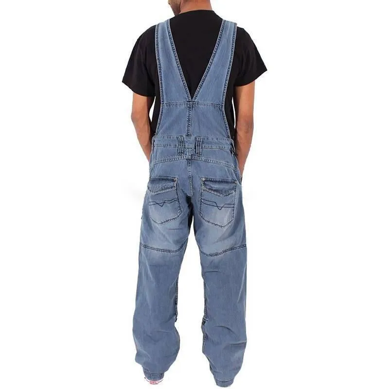 Salopette cargo multi-poches en denim ample