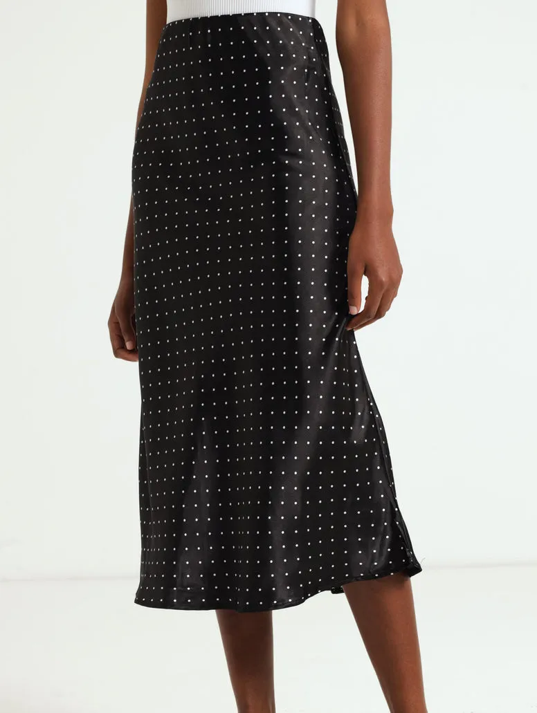 Satin Slip Skirt - Black/White