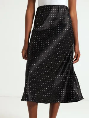 Satin Slip Skirt - Black/White