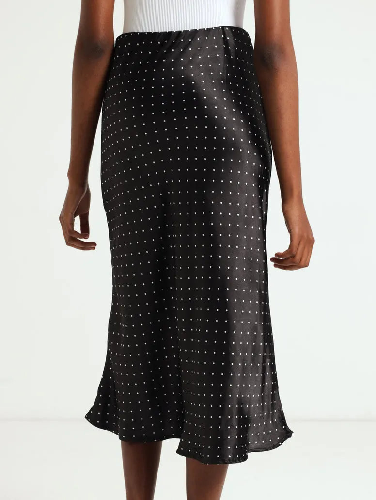 Satin Slip Skirt - Black/White