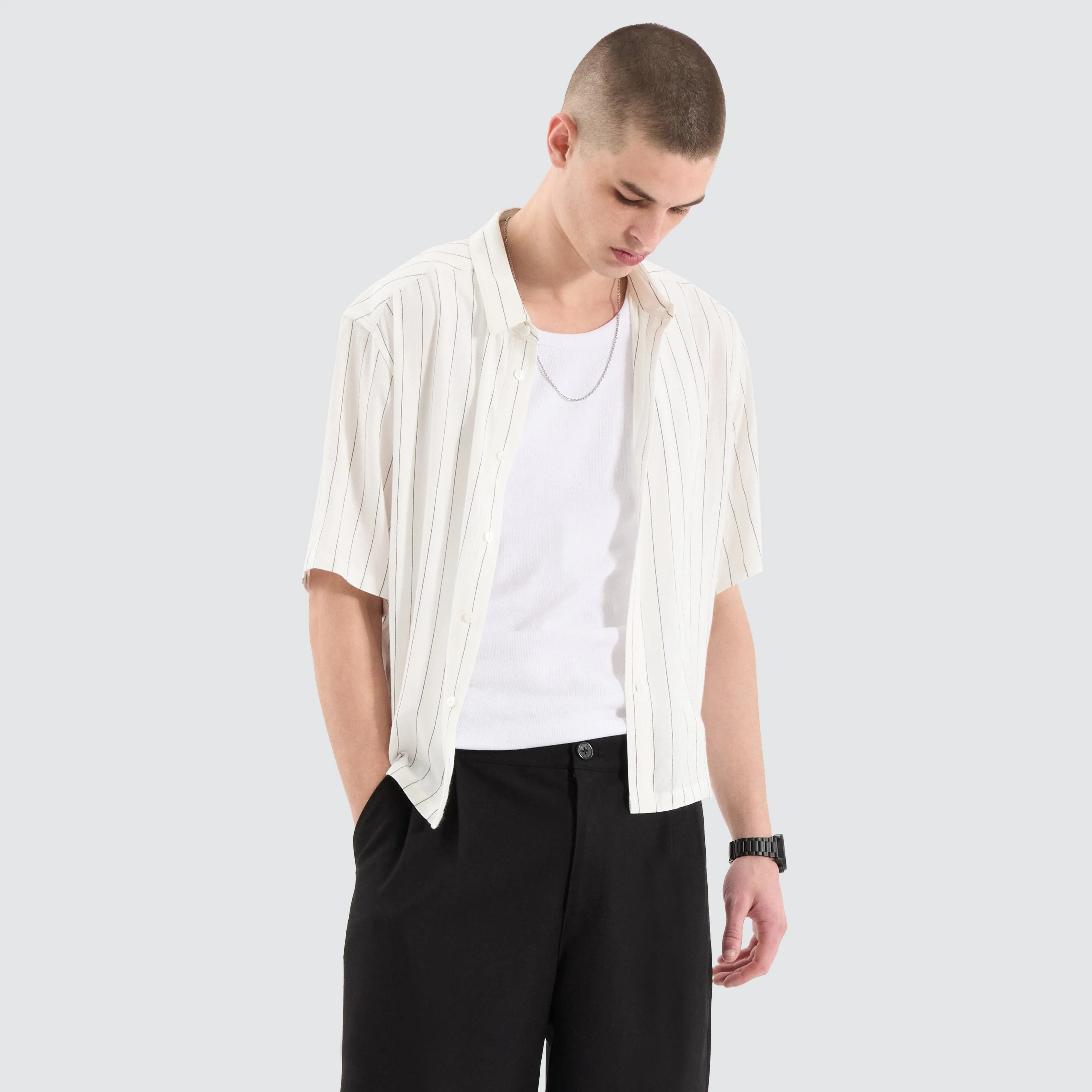Sequence Cube Shortsleeve Shirt Black Pinstripe