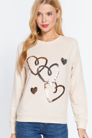 Sequin Heartbeat French Terry Top