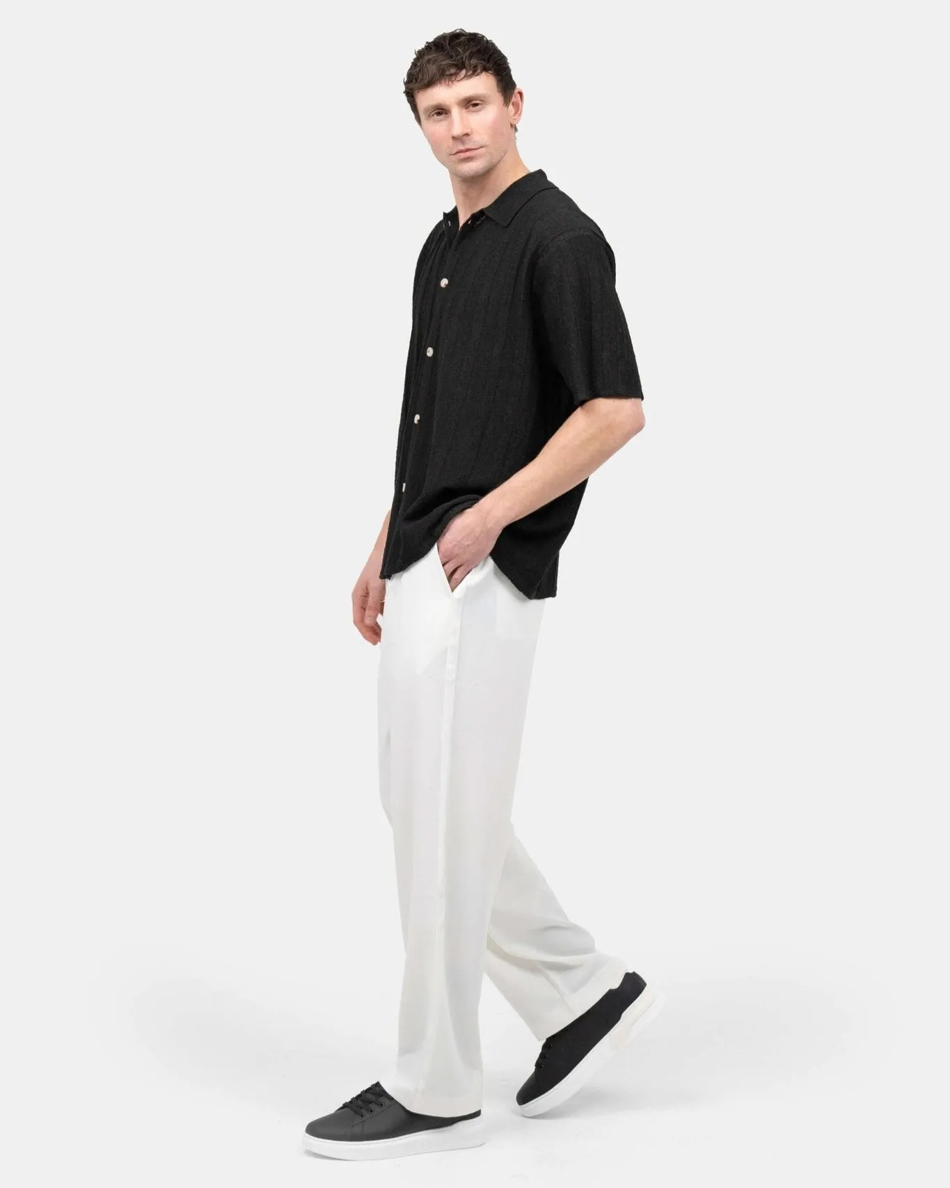 Short Sleeve Textured Shirt black