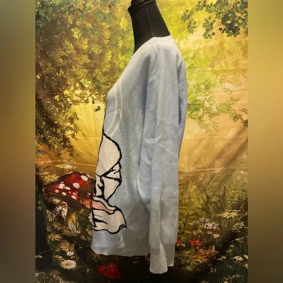Shroom Beach Meditating Jesus Sweater, Blue, Medium, EUC