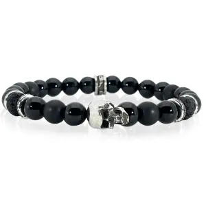 Sinister Skull Beaded Bracelet Onyx